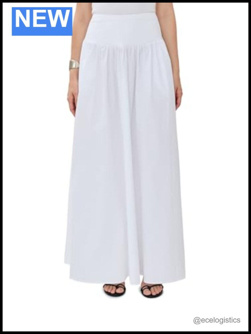 Susana Monaco Poplin Drop Waist A-Line Maxi Skirt Smocked High Rise